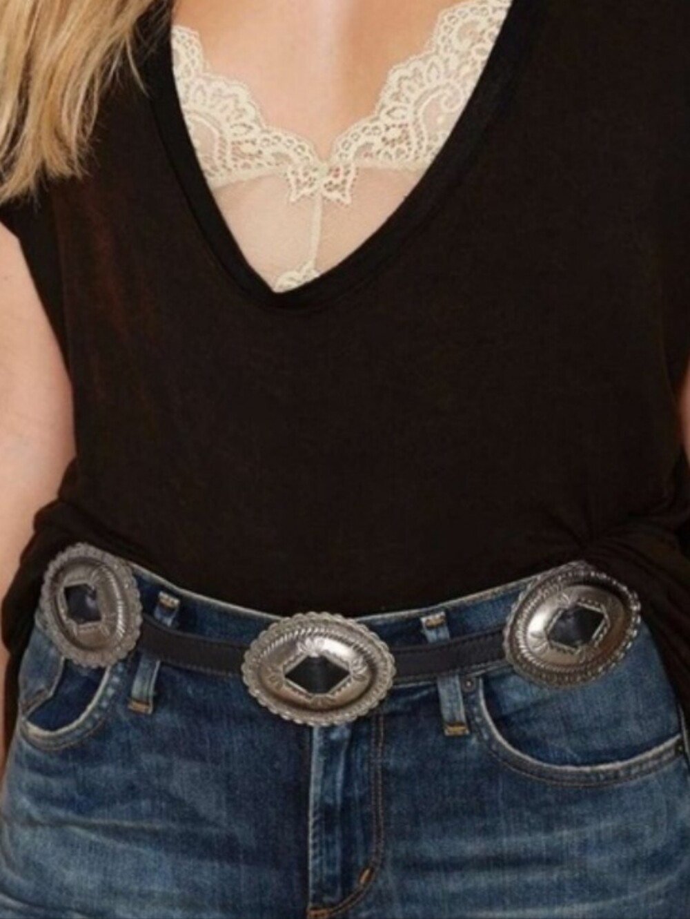 Lovestrength Phoenix Belt Silver Medallion Western Size Small S Black Leather